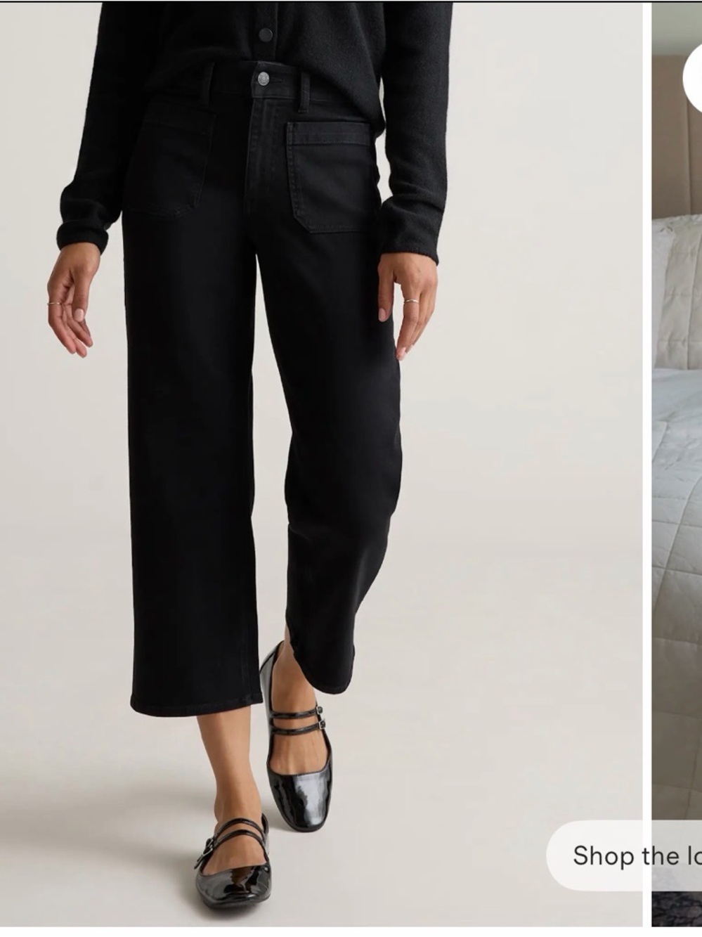 Quince Black Bella Patch Pocket Wide Leg Jeans